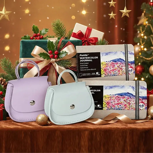 Christmas Gift Bundle 2 POCKET Watercolor Kits & 2 Pack 3.5"x5.5" Watercolor Journal