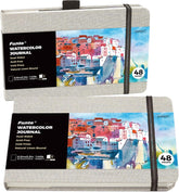 8.5"x5.5" Watercolor Journal Leather Cover 48 Pages Each 2 Pack - Funto