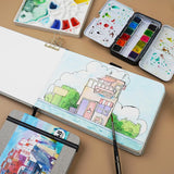 8.5"x5.5" Watercolor Journal Leather Cover 48 Pages Each 1 Pack - Funto