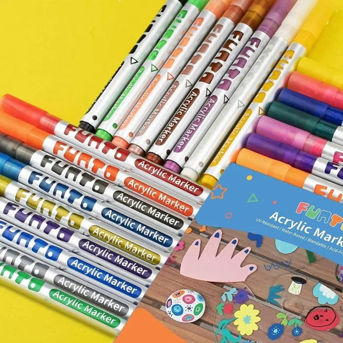 Funto medium tip paint markers 12 colors for fine details and large areas