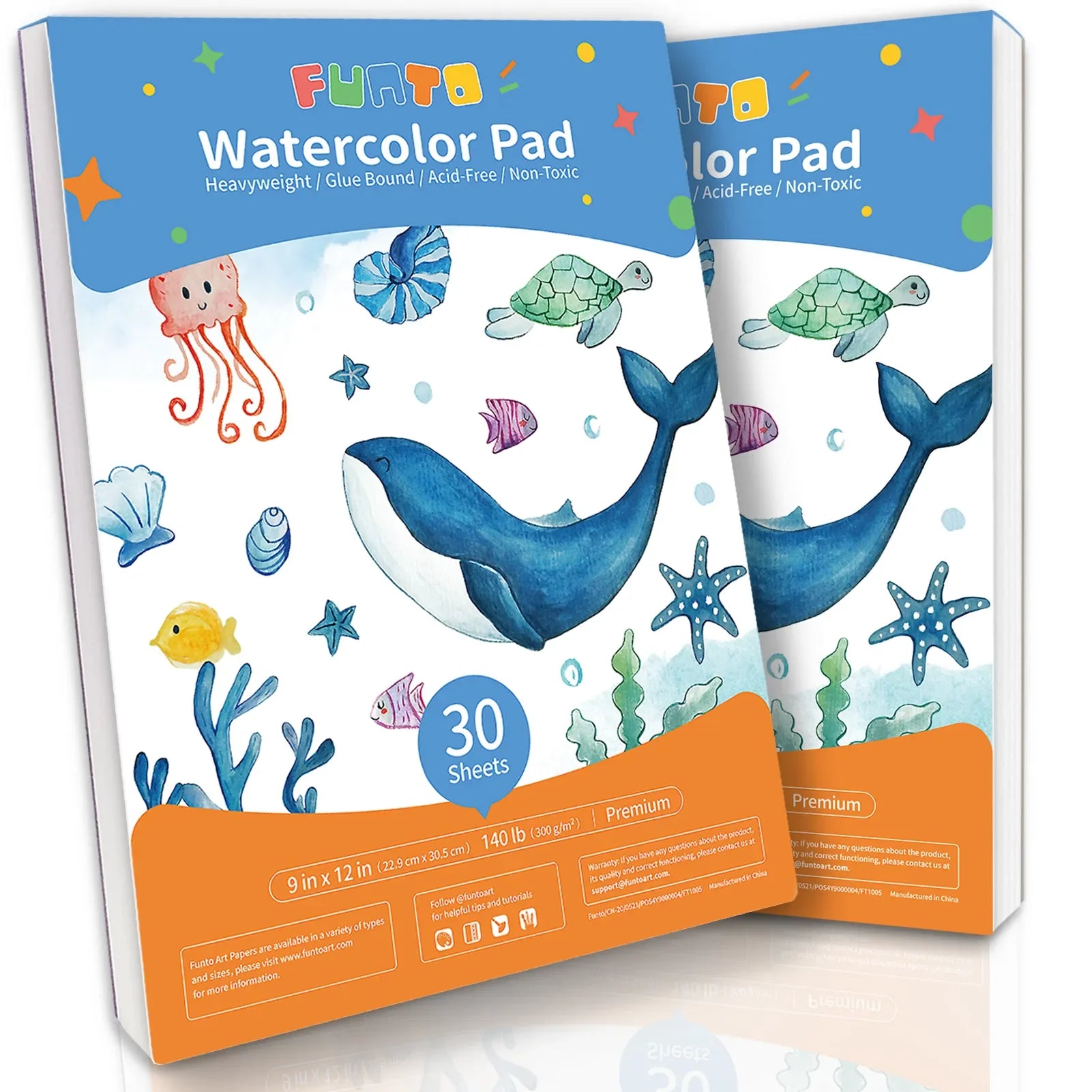 Glue Bound Watercolor Paper Pad 9"x12" - Funto