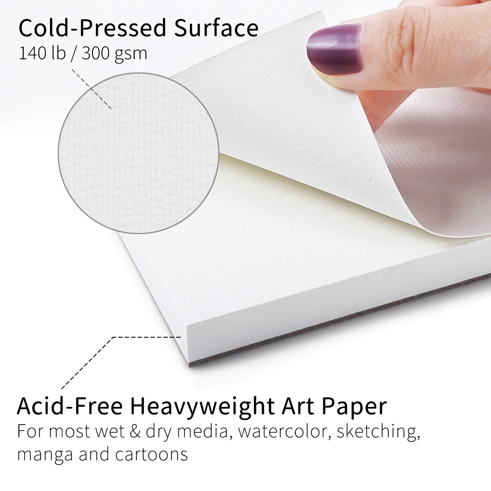 Funto glue bound watercolor pad 9x12 140lb 300gsm heavyweight paper