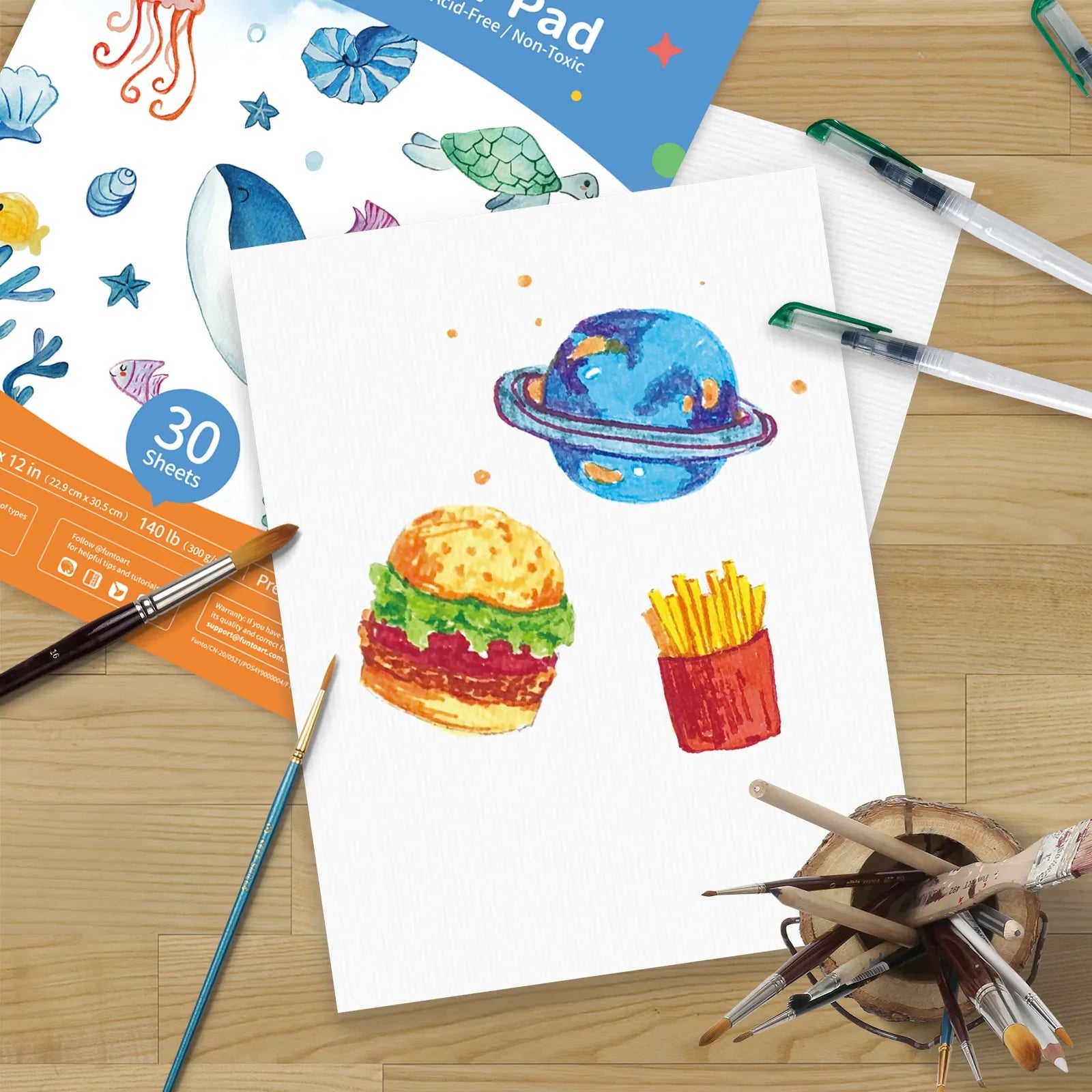 Funto watercolor pad 9x12 glue bound professional-grade paper