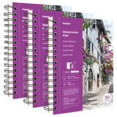 5.5"x8.5" Watercolor Pad Spiral Bound Cold Press Papers 3-Pack - Funto