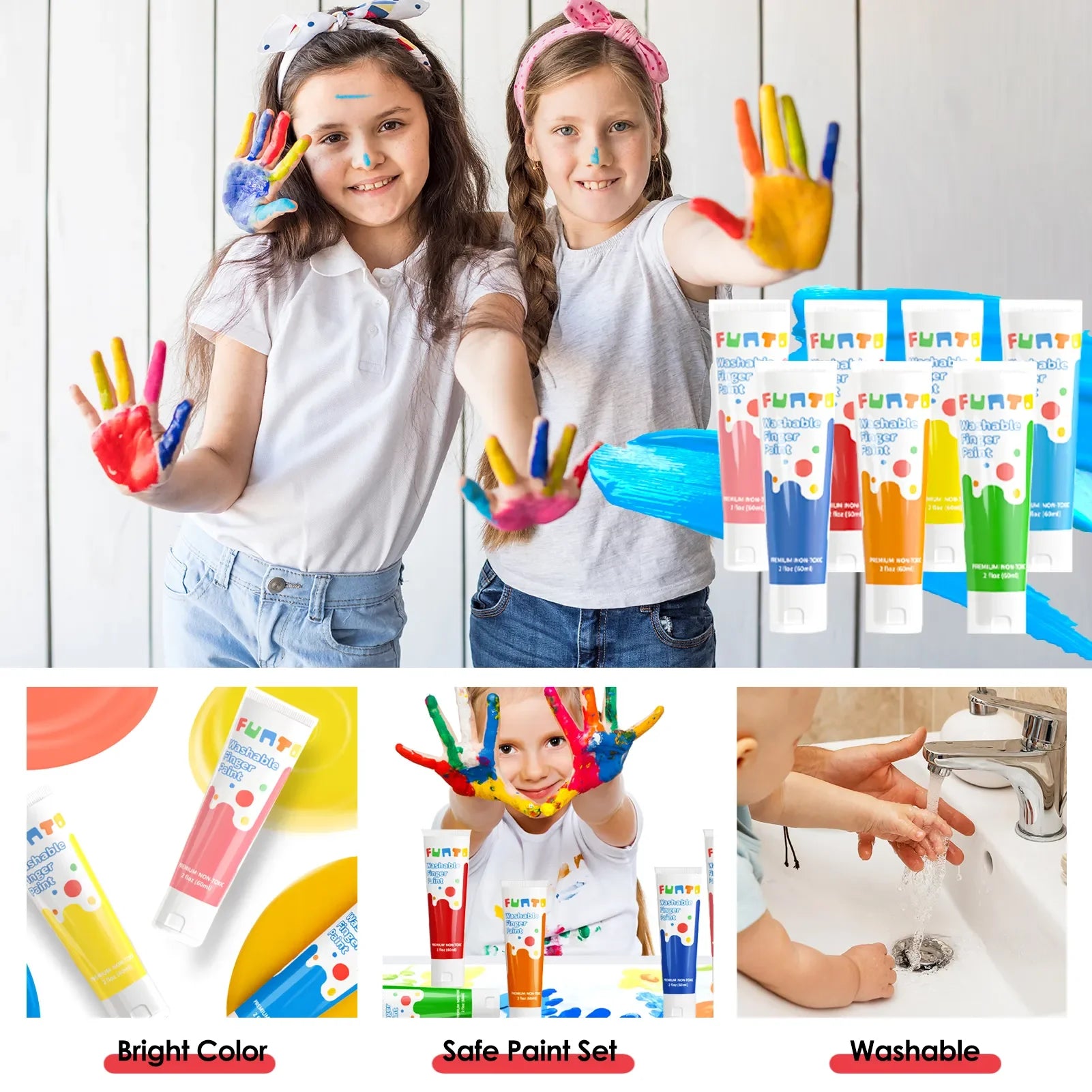 Washable Finger Paint Set - 25 Pieces - Funto