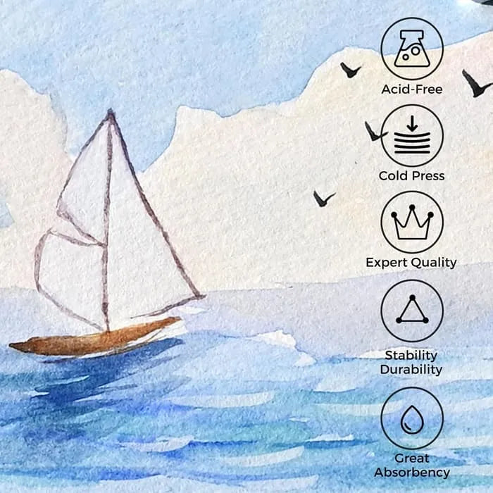 Funto 3.5x5.5 watercolor journal professional-grade paper linen binding