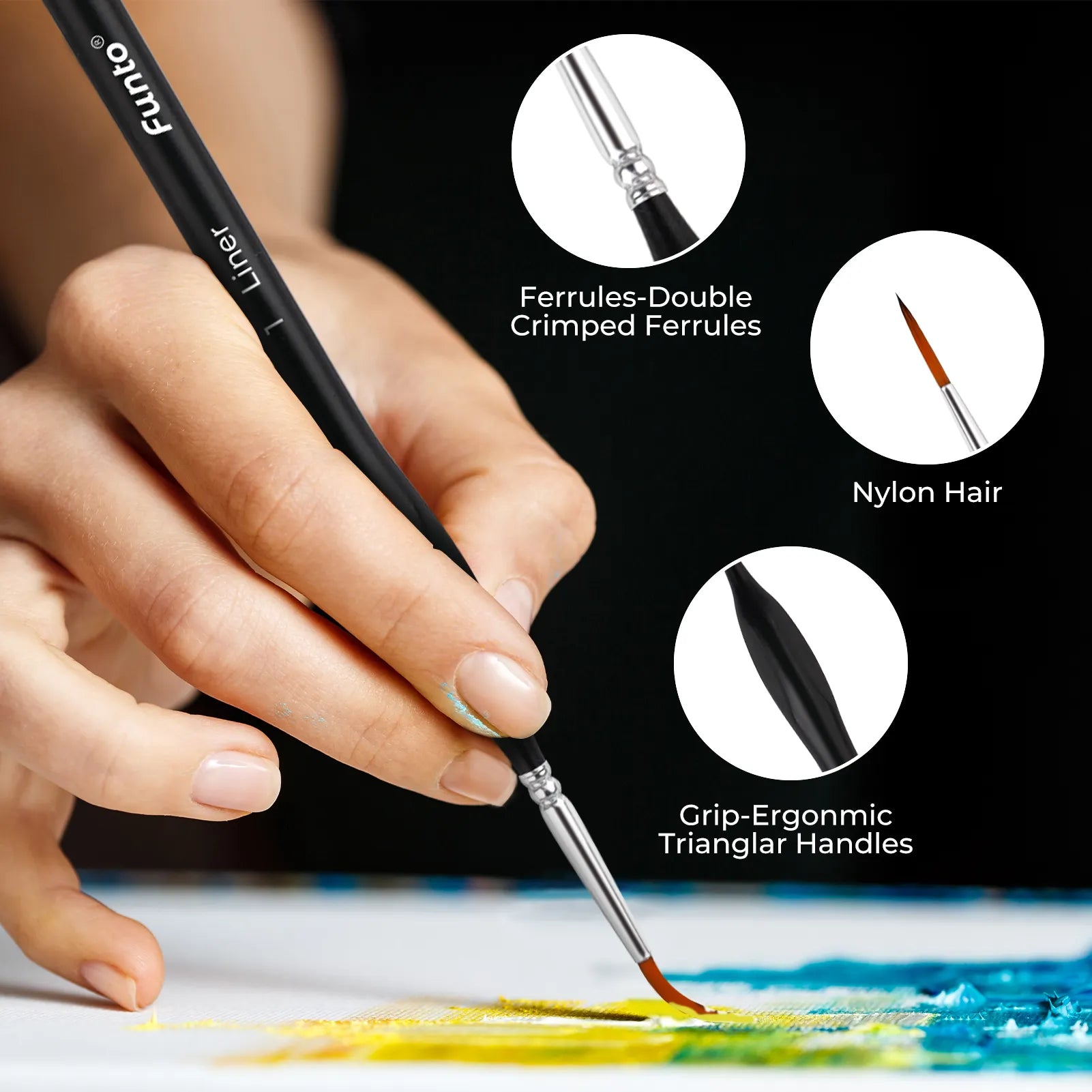 Detail Paint Brush Set with Wet Palette - Funto