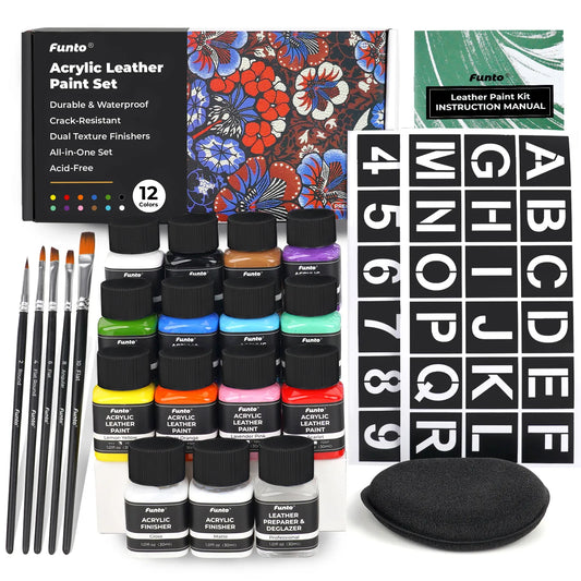 Leather Paint Kit - 12 Colors - Funto