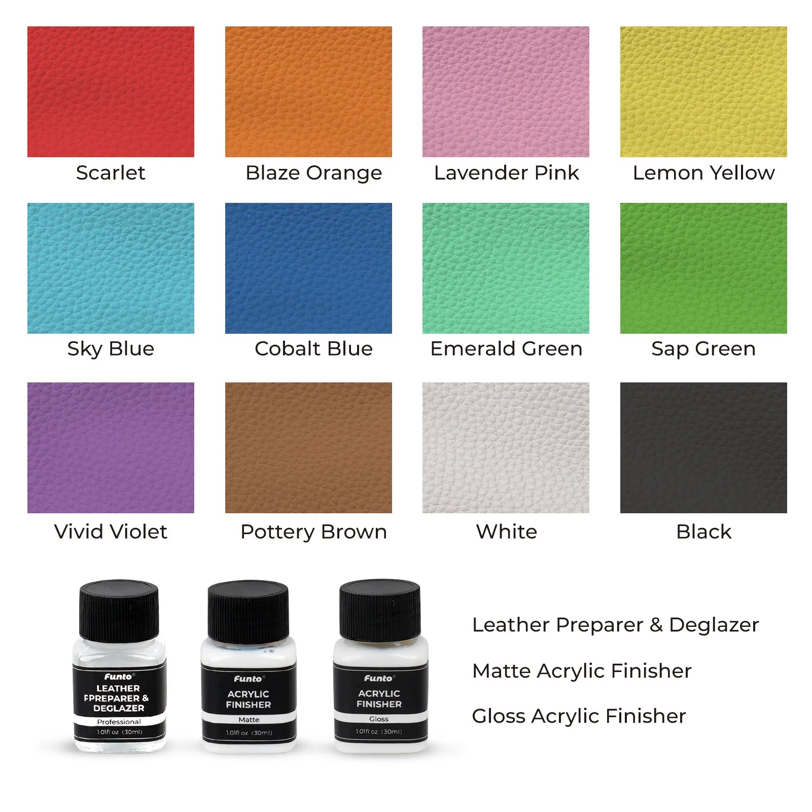 Leather Paint Kit - 12 Colors - Funto