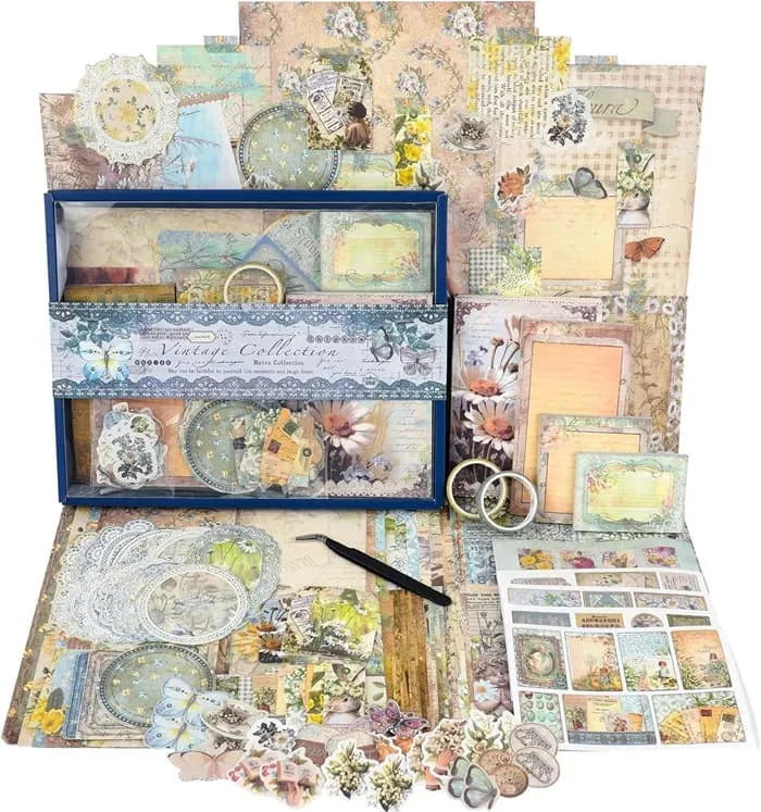 Funto vintage scrapbooking kit 96 pieces aesthetic stickers papers