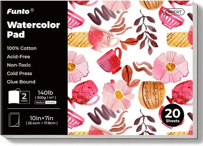 Funto watercolor pad cold-pressed cotton paper for wet techniques