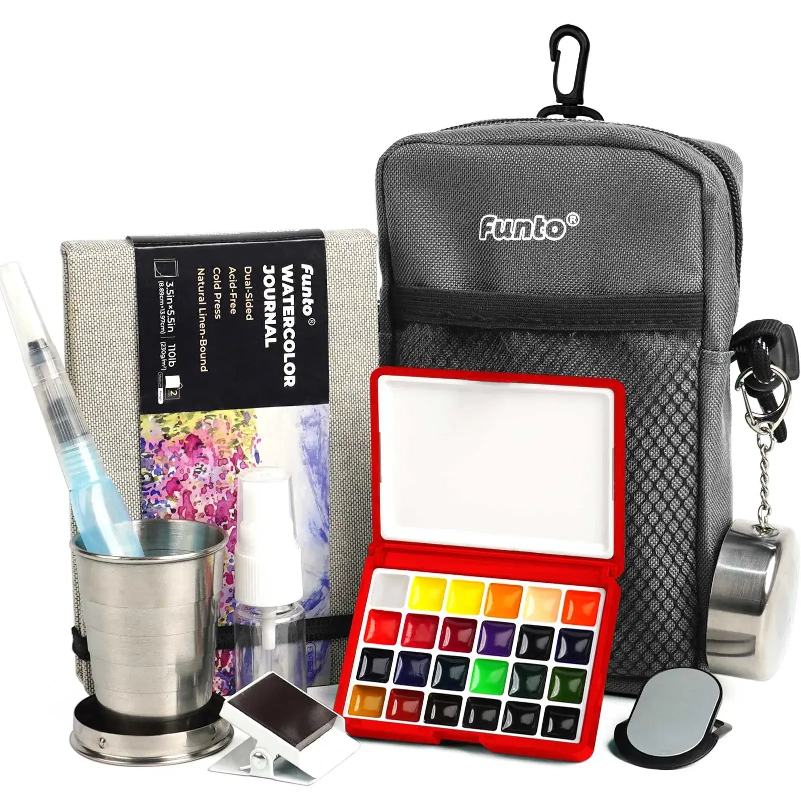 Funto mini watercolor set with crossbody bag and painting accessories