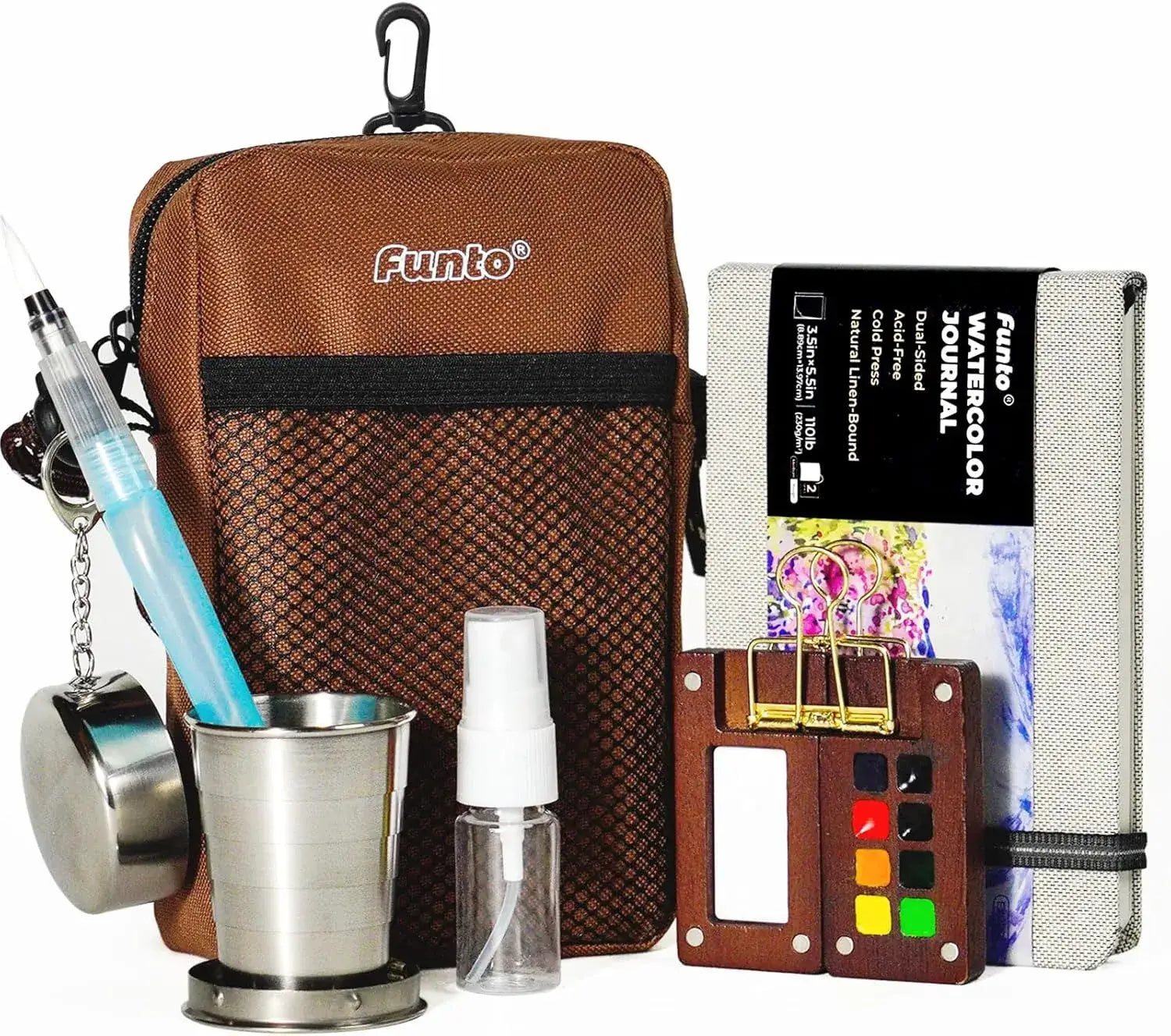 Funto walnut wood watercolor set 15 colors with magnetic palette