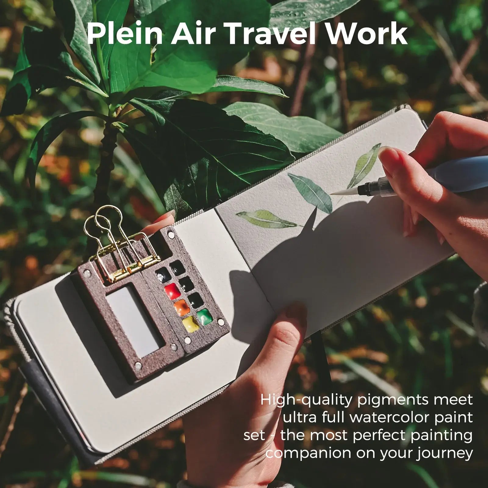 Funto walnut wood watercolor palette magnetic design demonstration