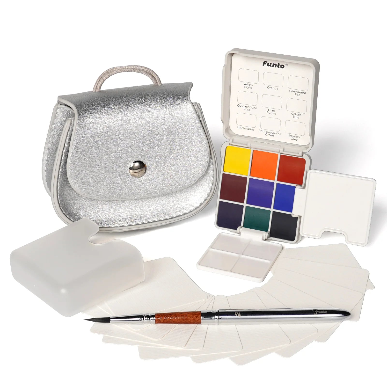 Funto 9 colors watercolor pigments vibrant color swatches