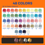 48 Colors ClickLink Acrylic Markers with 50 Ink Refills (44 Classic+4 Metallic+2 Bonus Colors)  (98 Pieces Total) Shipping Date: Oct.10 2025