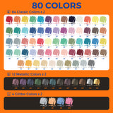 80 Colors ClickLink Acrylic Markers with 80 Ink Refills (64 Classic+12 Metallic+4 Glitter) (160 Pieces Total)  Shipping Date: Oct.10 2025