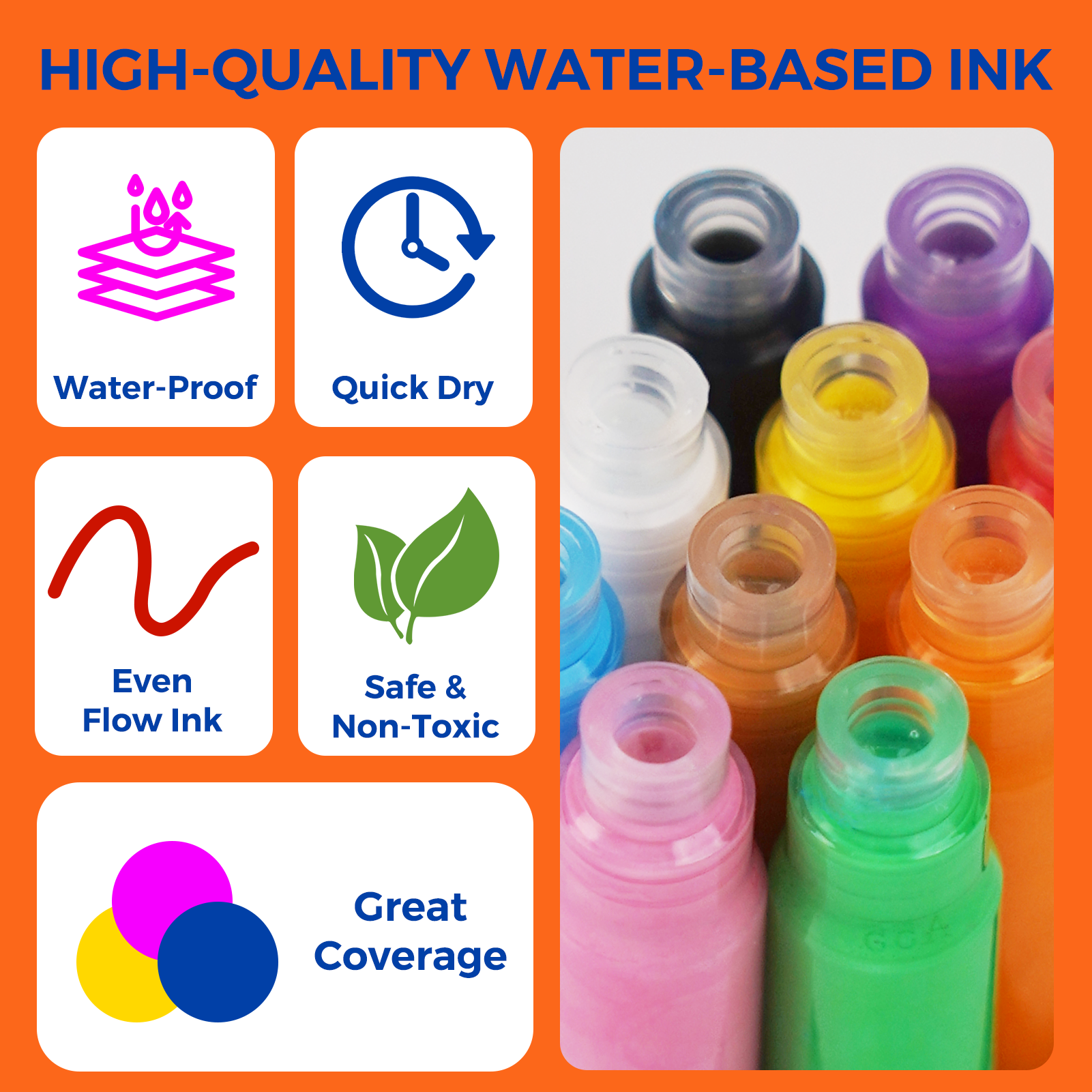10 Colors Ink Refills Replacement Set for ClickLink Acrylic Markers