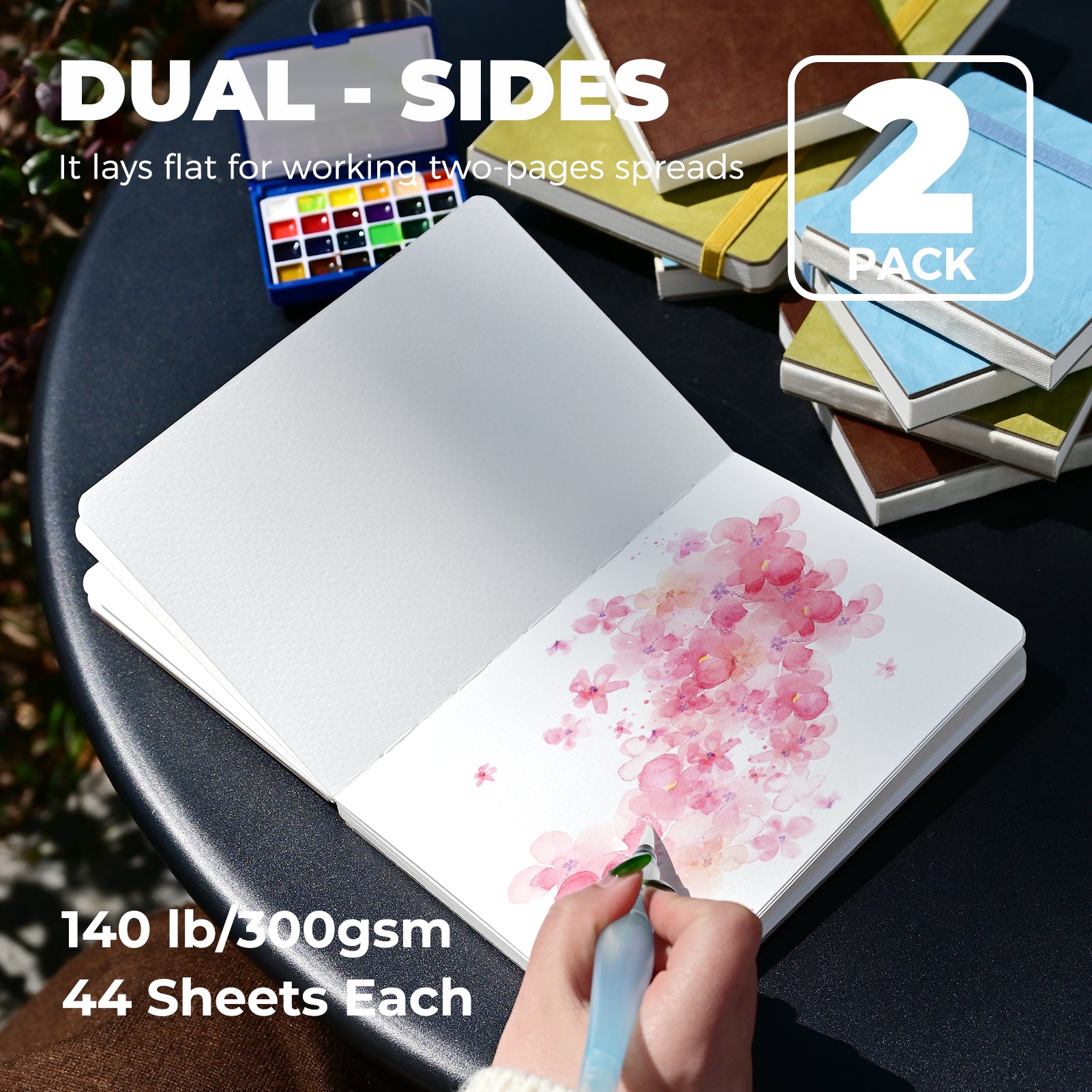 Watercolor Journal PU Leather Hard Cover 100% Cotton Paper