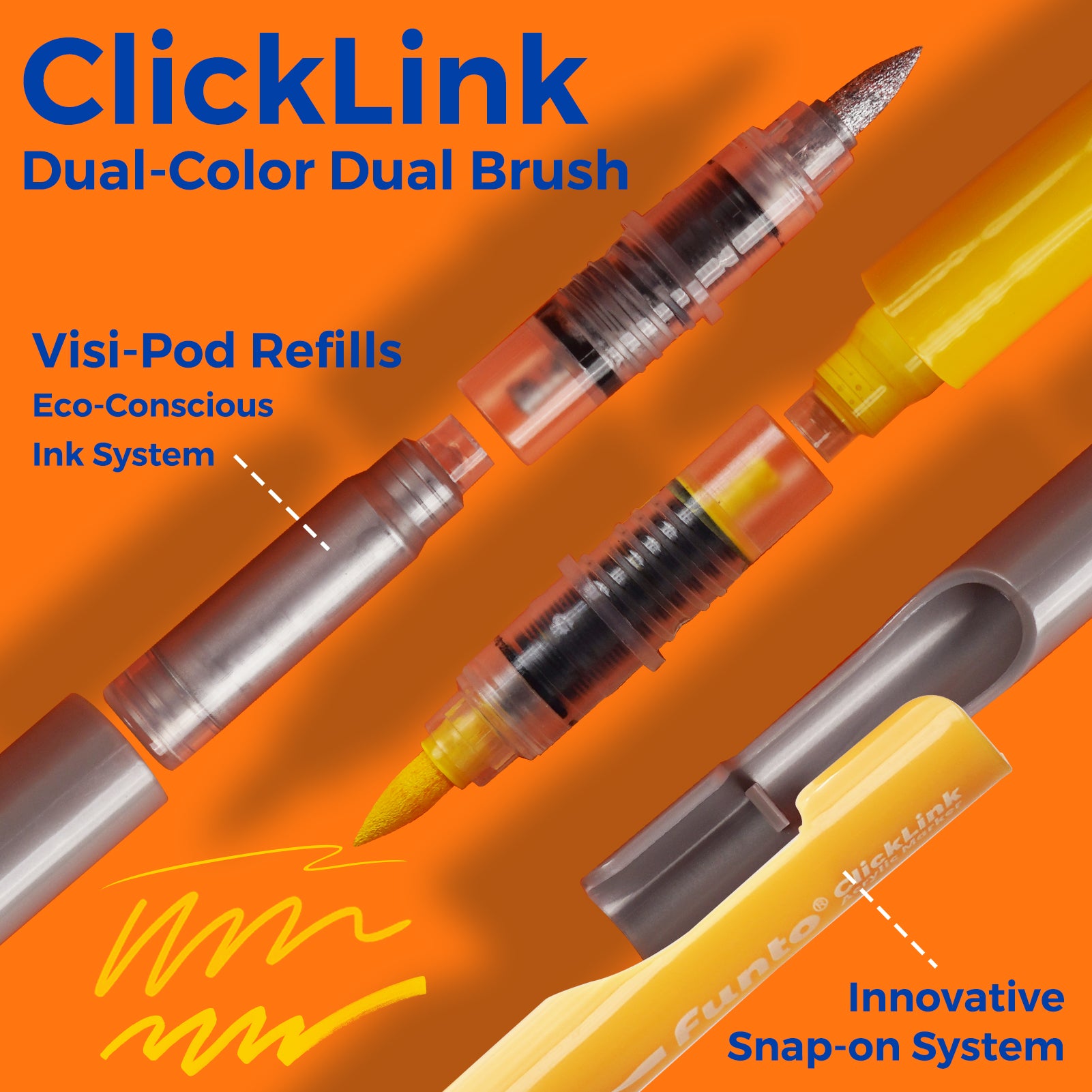48 Colors ClickLink Acrylic Markers with 50 Ink Refills (44 Classic+4 Metallic+2 Bonus Colors)  (98 Pieces Total) Shipping Date: Oct.10 2025