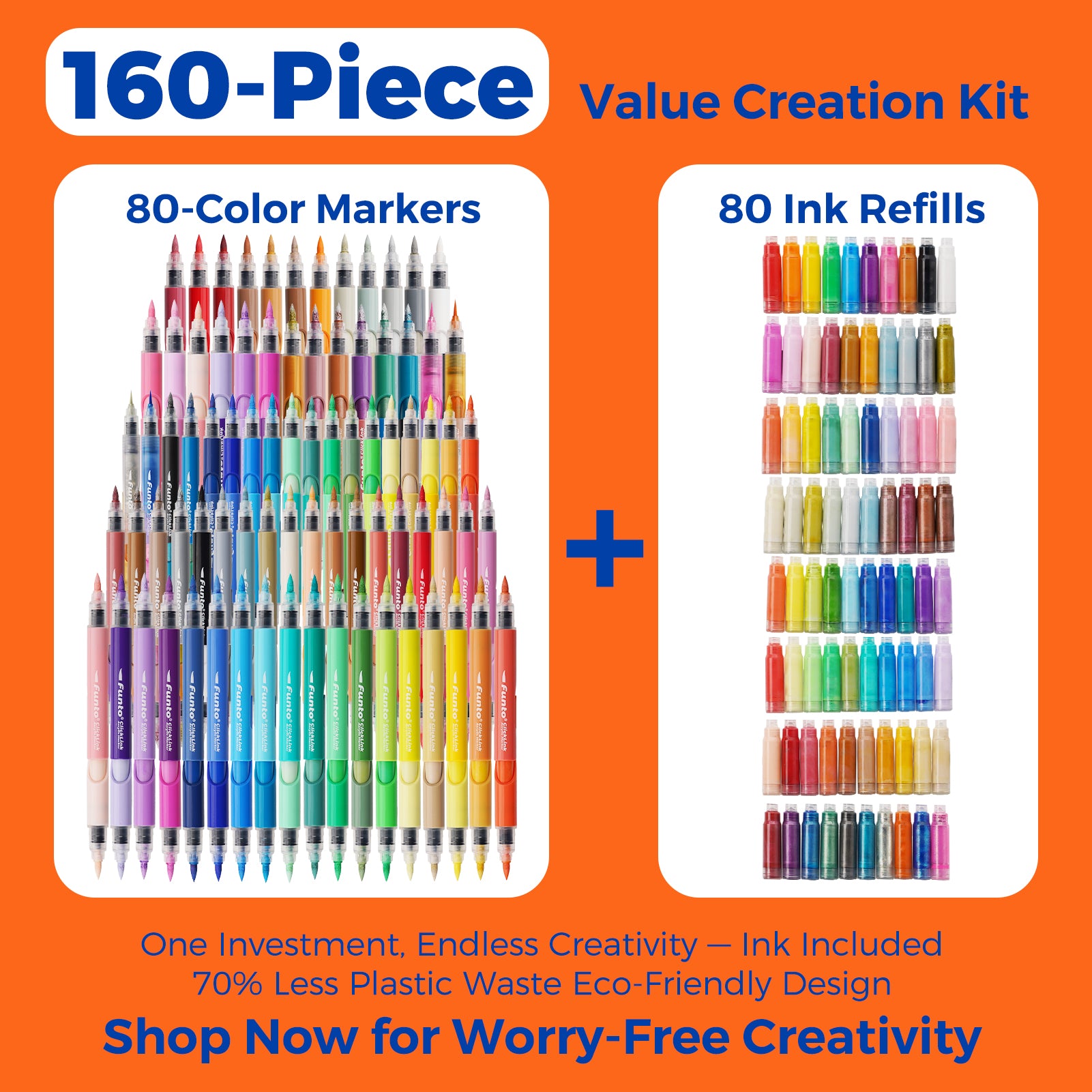 80 Colors ClickLink Acrylic Markers with 80 Ink Refills (64 Classic+12 Metallic+4 Glitter) (160 Pieces Total)  Shipping Date: Oct.10 2025