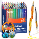 48 Colors ClickLink Acrylic Markers with 50 Ink Refills (44 Classic+4 Metallic+2 Bonus Colors)  (98 Pieces Total) Shipping Date: Oct.10 2025