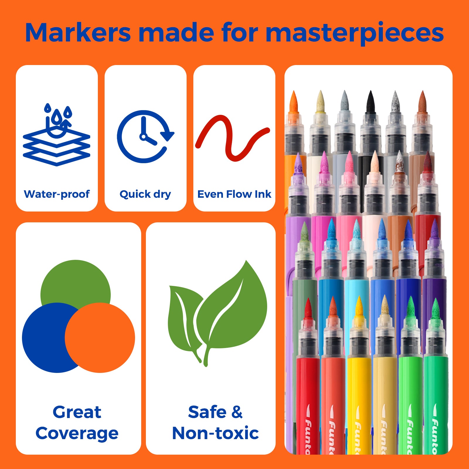 48 Colors ClickLink Acrylic Markers with 50 Ink Refills (44 Classic+4 Metallic+2 Bonus Colors)  (98 Pieces Total) Shipping Date: Oct.10 2025
