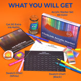 80 Colors ClickLink Acrylic Markers with 80 Ink Refills (64 Classic+12 Metallic+4 Glitter) (160 Pieces Total)  Shipping Date: Oct.10 2025