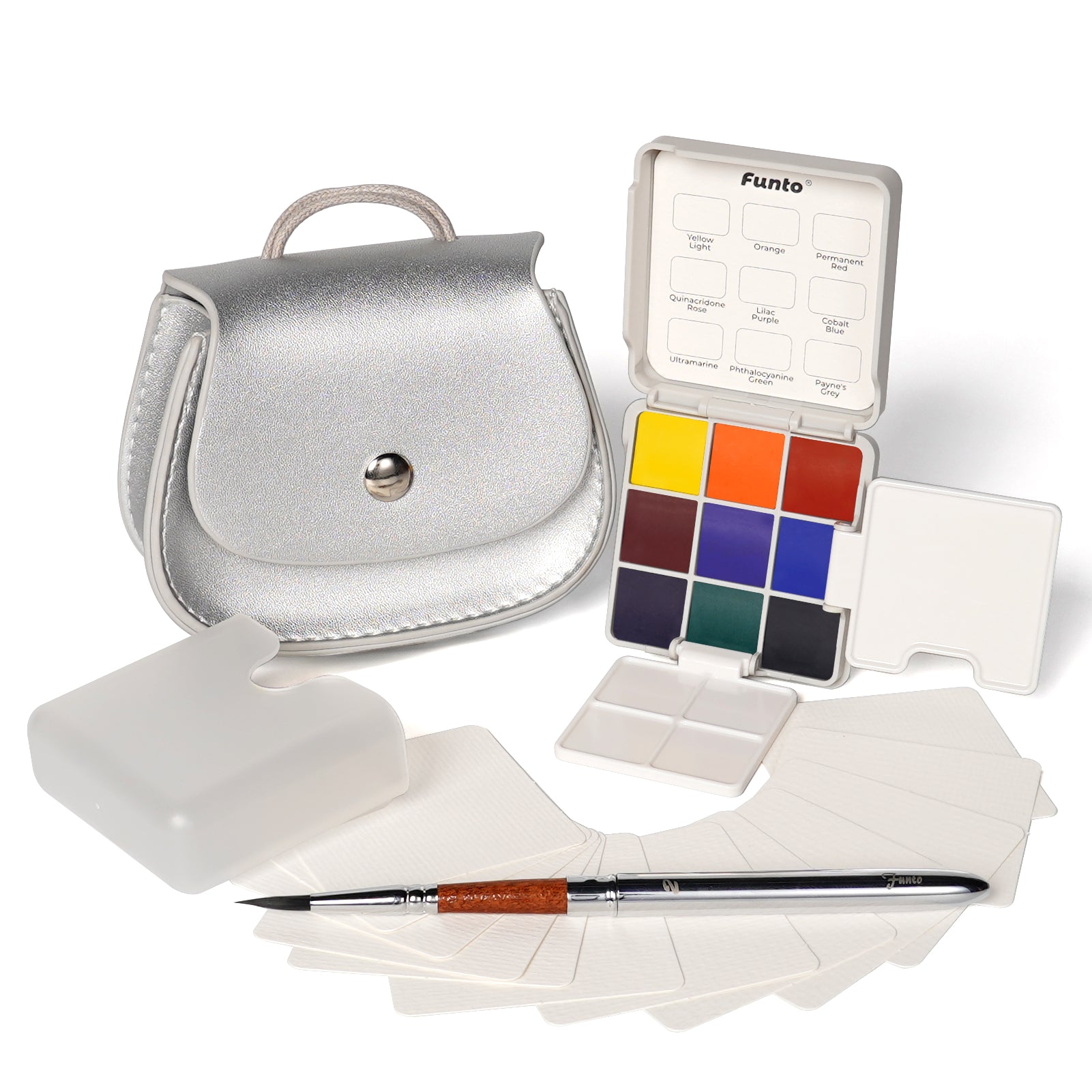Silver Pocket Watercolor Paint Set with Crossbody Bag - Funto