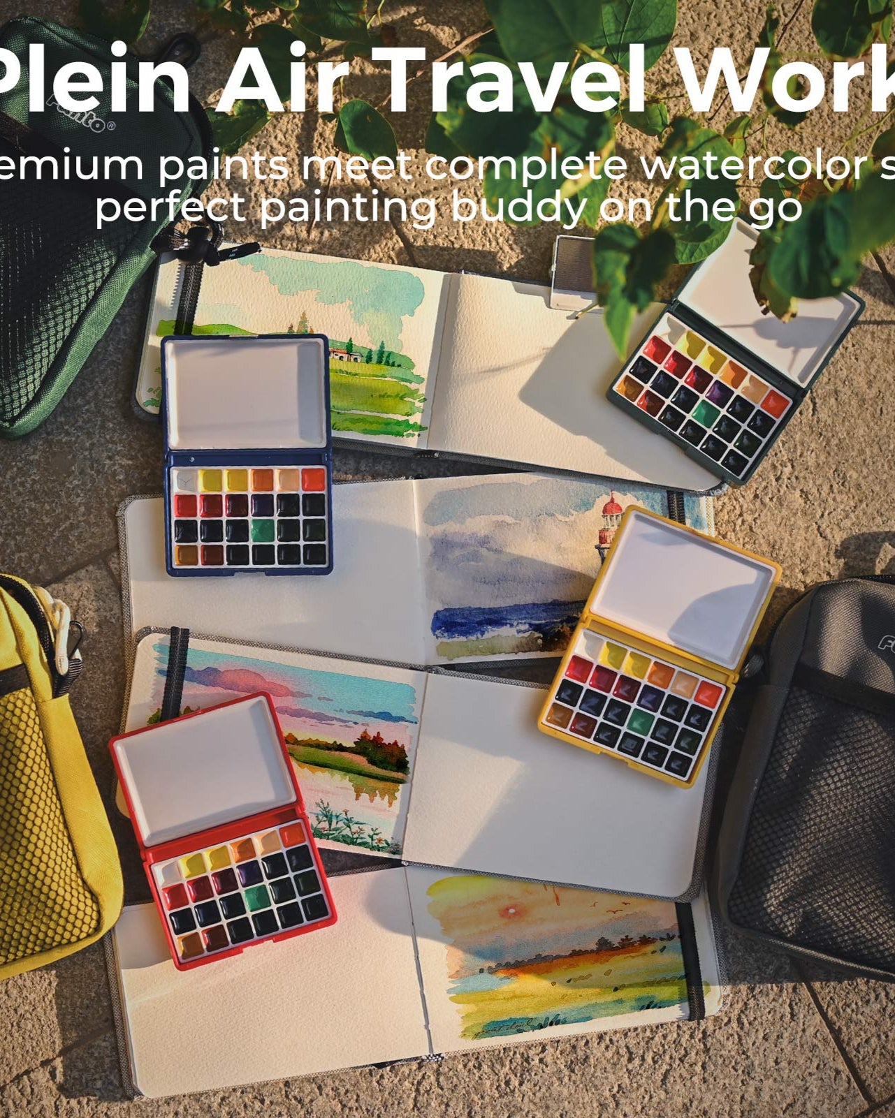 Hand Poured Mini 24 Colors Watercolor Paint Set - Funto