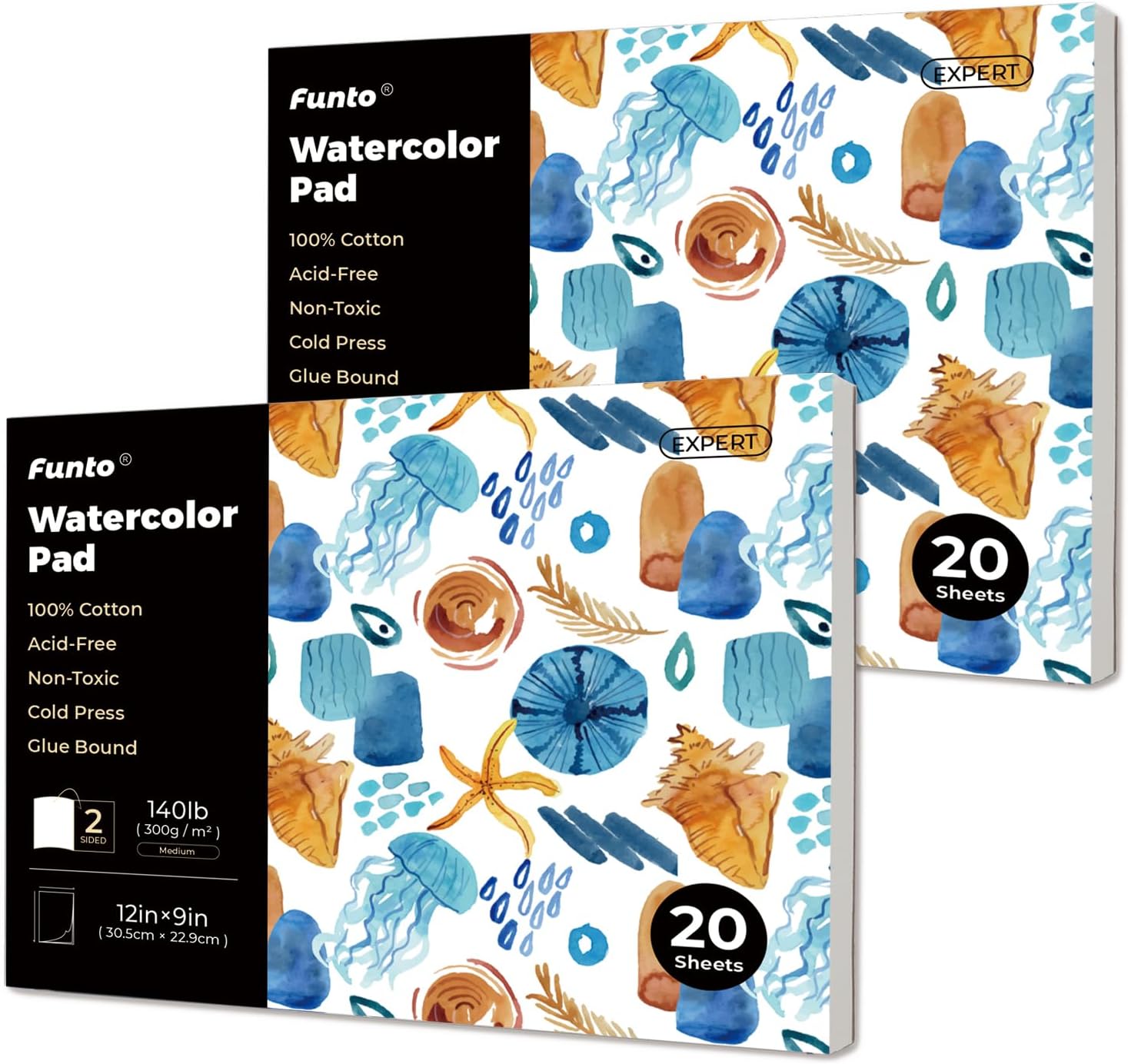 Watercolor Pad various sizes 100% cotton 20 sheets