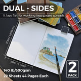 7.5"x5" Watercolor Journal PU Leather Hard Cover 100% Cotton Paper