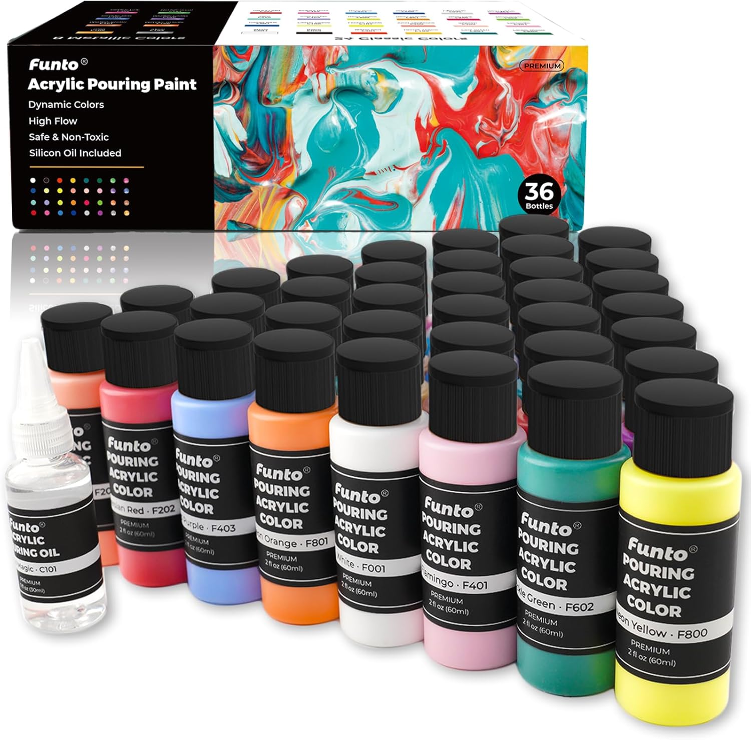 Acrylic Pouring Paint Set 36 Bottles - Funto