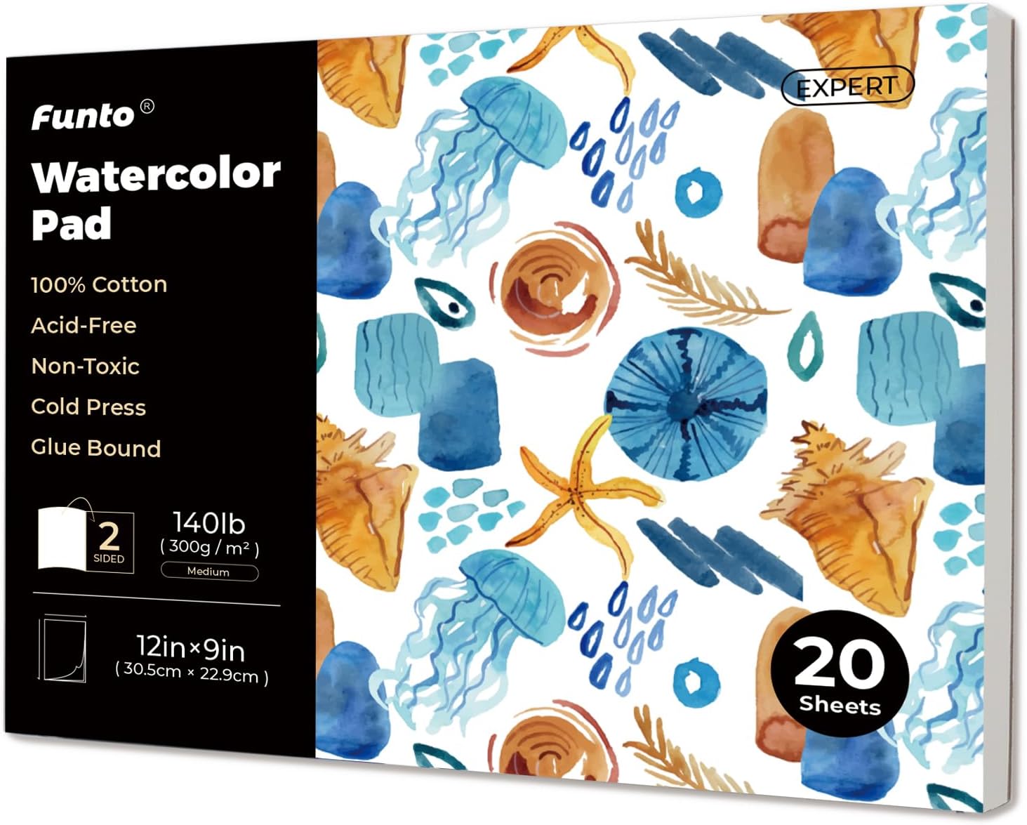 Watercolor Pad various sizes 100% cotton 20 sheets