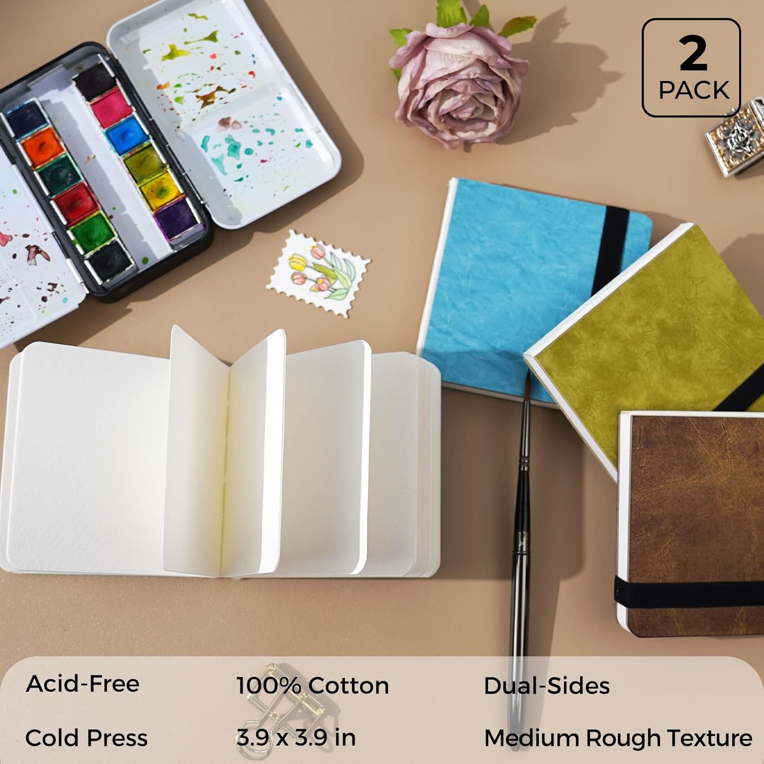 Watercolor Journal PU Leather Hard Cover