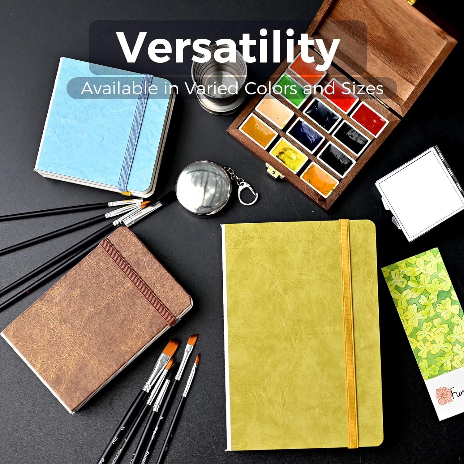 3.5"x5.5" Watercolor Journal PU Leather 100% Cotton Paper - Funto