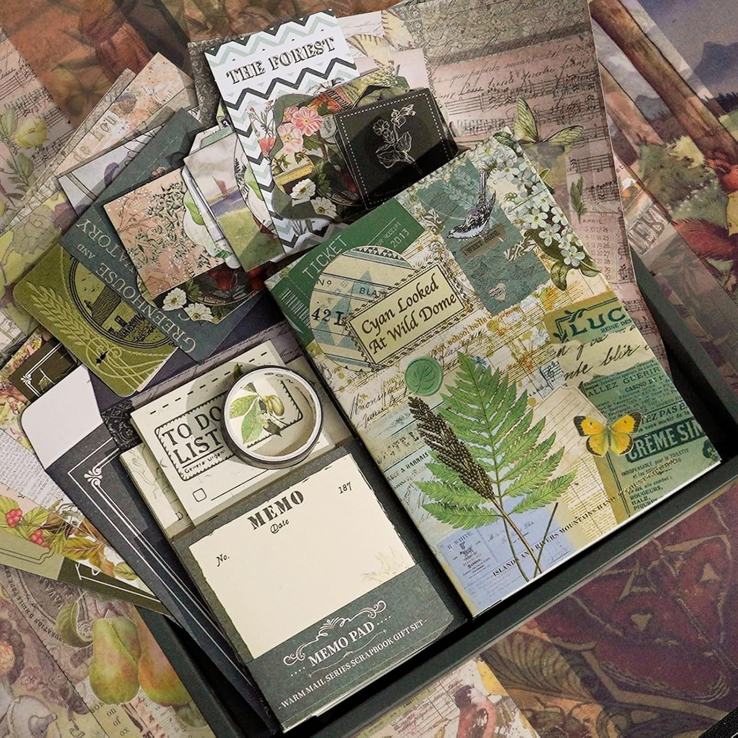 Scrapbooking Kit Warm Mail Series Cyan Looked at Wild Dome 123 PCS - Funto