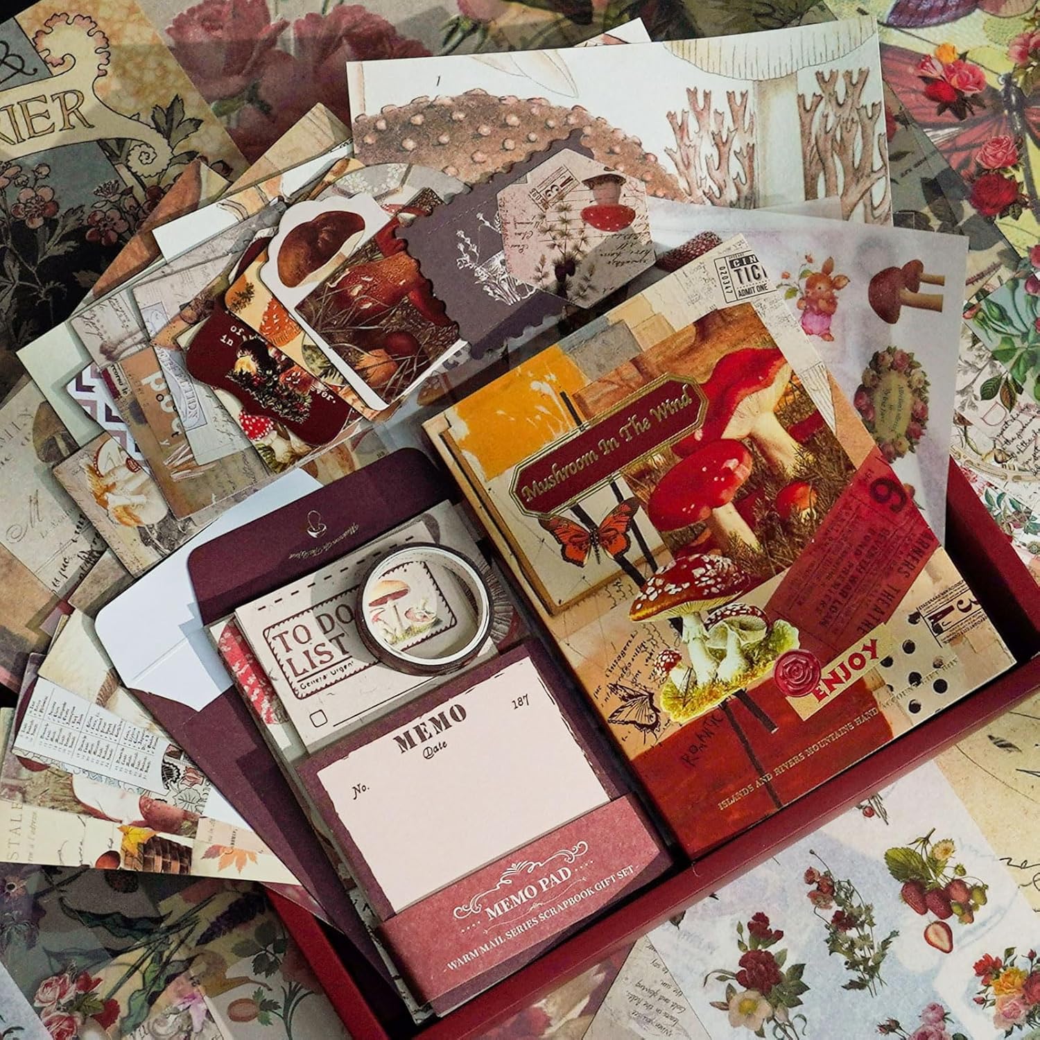 Scrapbooking Kit Warm Mail Series Mushroom in The Wind 123 PCS - Funto