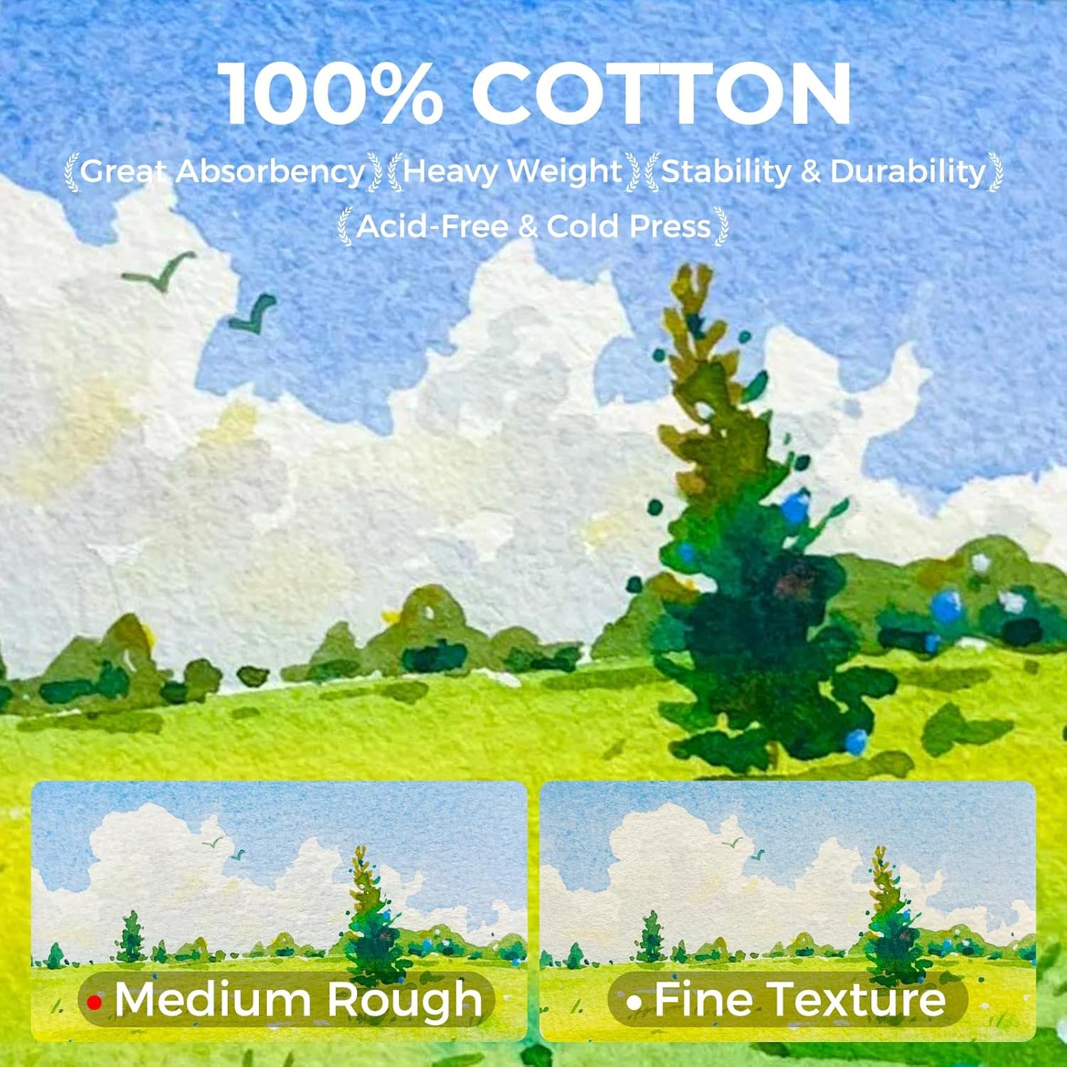 4.7"x4.7" Watercolor Journal 100% Cotton Cold Press Papers