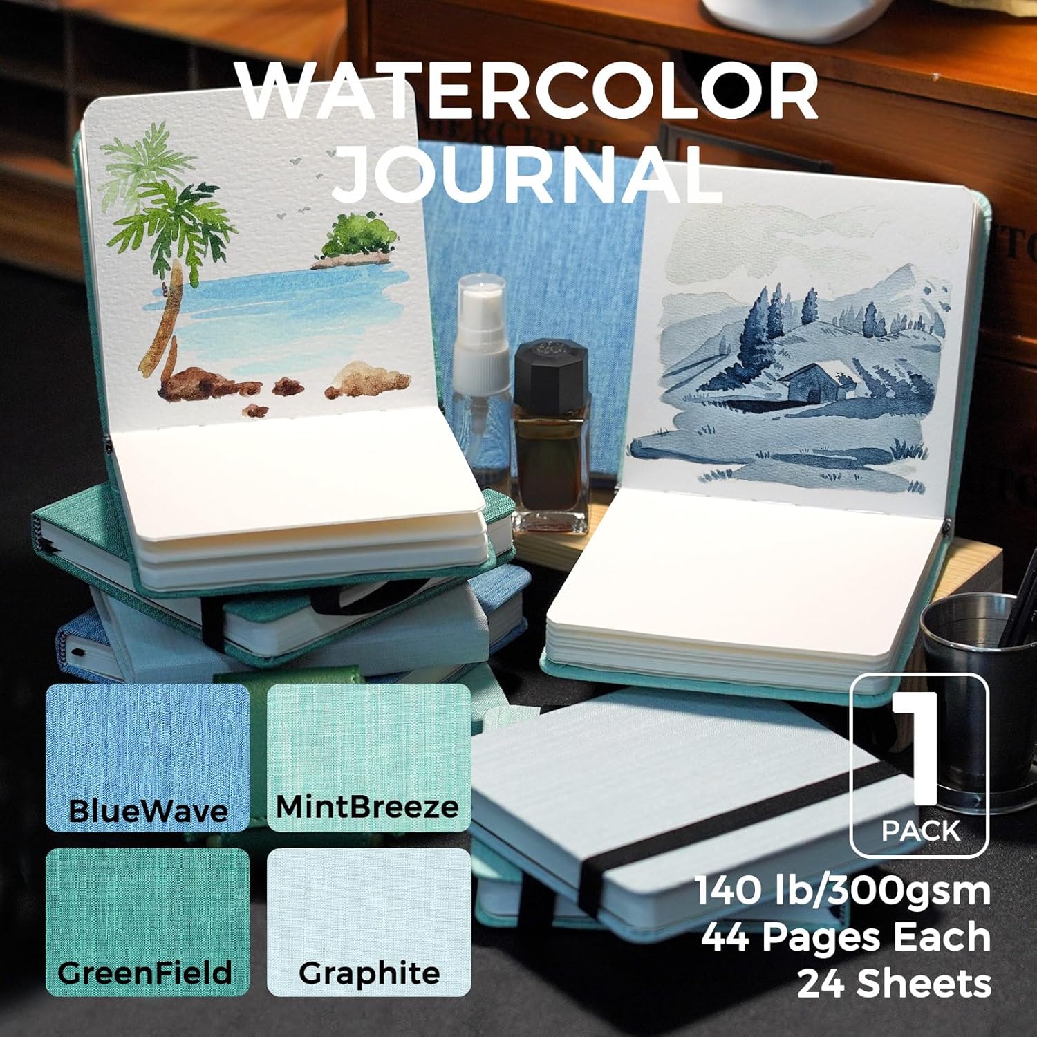 4.7"x4.7" Watercolor Journal 100% Cotton Cold Press Papers