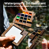 Walnut Wood 15-Color Mini Watercolor Paint Set