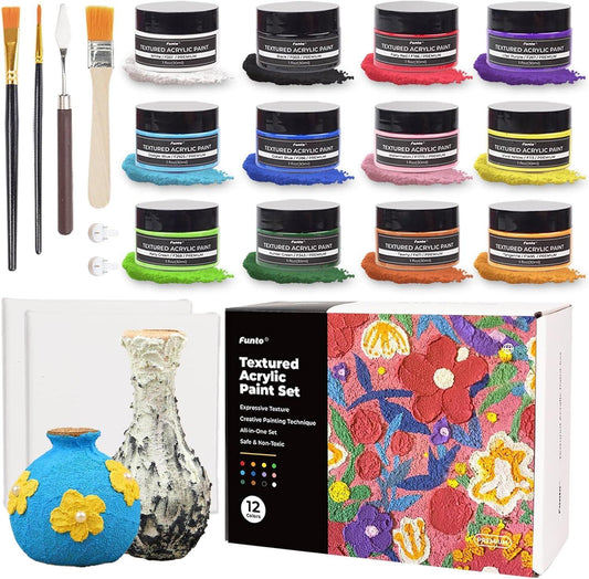 Textured Acrylic Paint Set 12 Colors - Funto