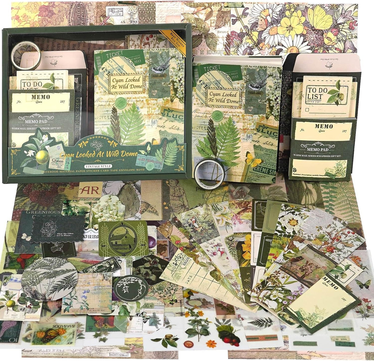 Scrapbooking Kit Warm Mail Series Cyan Looked at Wild Dome 123 PCS - Funto