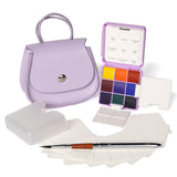 Purple/Silver/Orange Pocket Watercolor Paint Set with Crossbody Bag - Funto