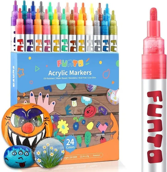 Funto acrylic paint pens 12 colors 10 classic 2 metallic for DIY crafts 