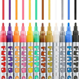 Funto medium tip acrylic markers 12 colors for rocks wood glass and fabric 