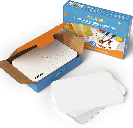 Funto watercolor postcards 4x6 140lb 50 sheets blank with rounded corners 