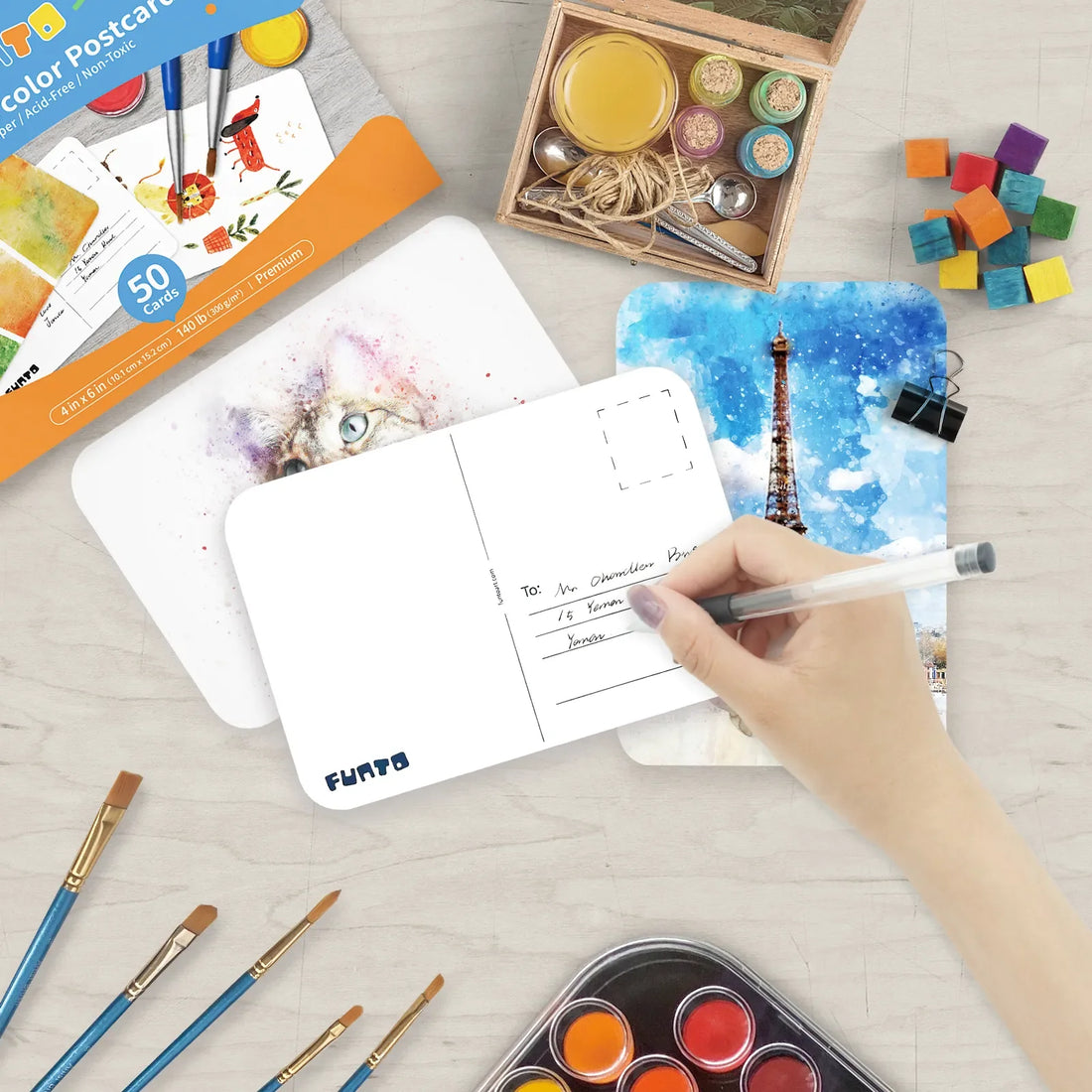 Funto premium watercolor paper postcards 140lb 50 sheets for artists 