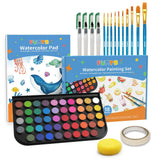 Funto beginner watercolor paint set 48 colors all-in-one kit with paper pad 