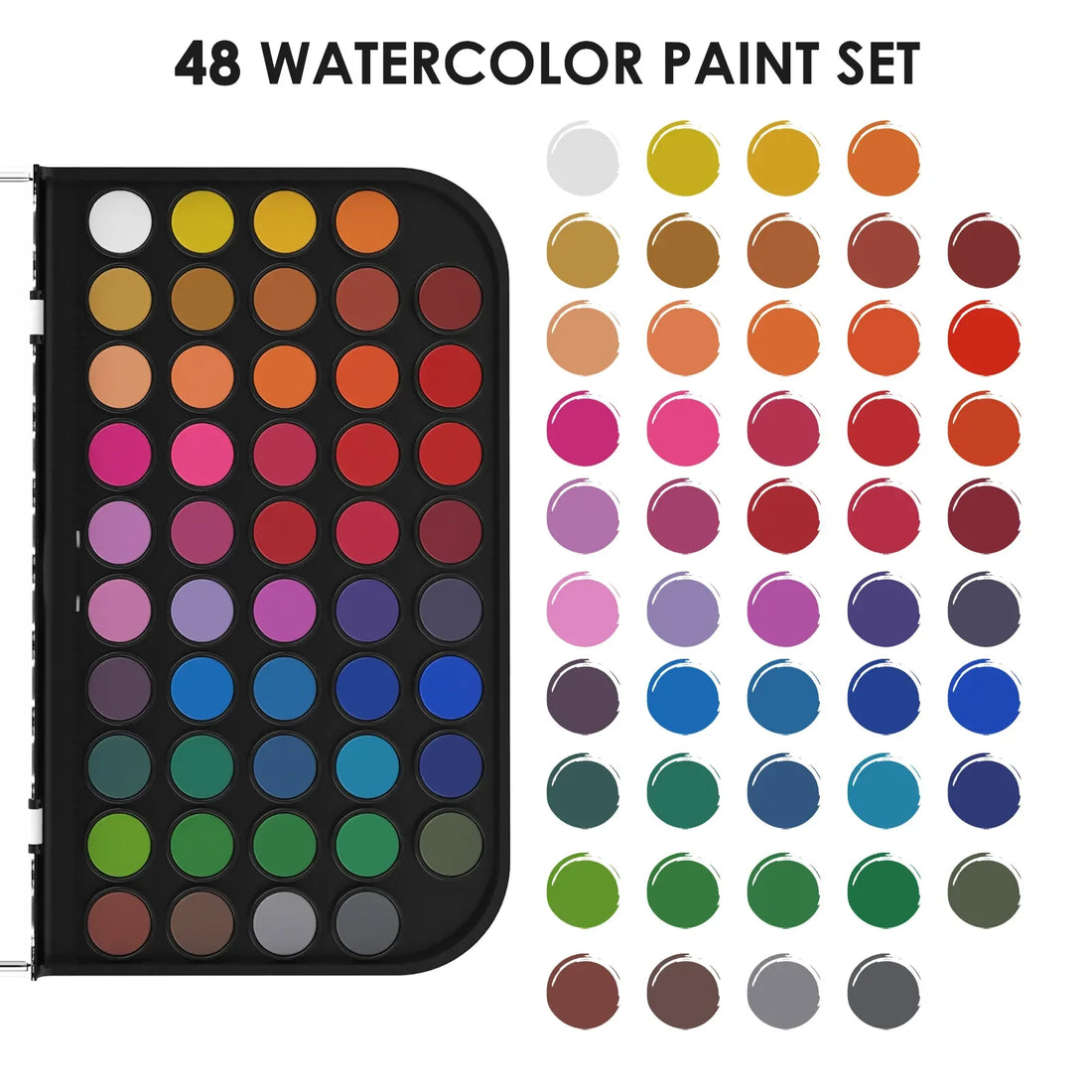 Funto beginner watercolor kit 48 vibrant colors with 140lb watercolor paper pad 